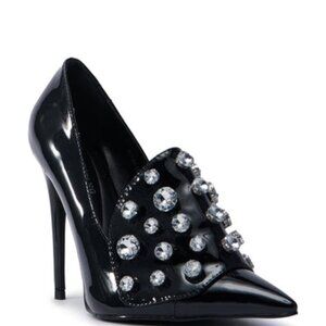 AZALEA WANG " A TOUCH OF CLASS " BLACK STILETTO PUMP (BRAND NEW !!!!!!!!!!!!!!!!